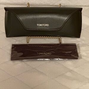 Tom Ford Brown Leather Eyeglass Case-Unisex